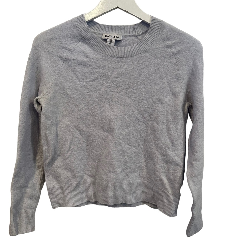 Athleta Women's Size XS small Wool Pullover crew Sweater bray blue pull over